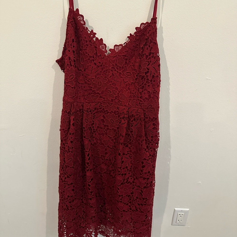 Evening midi red dress
